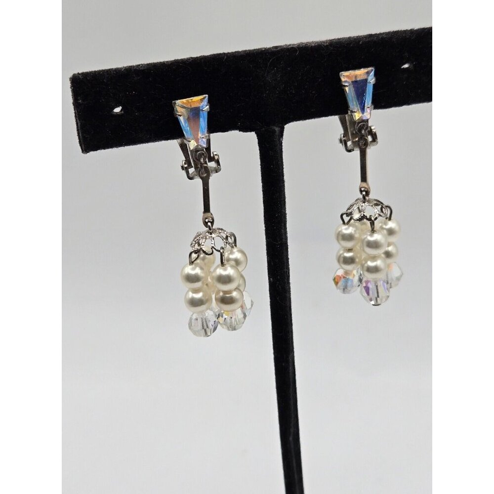 1970s RARE Lewis Segal California Signed gorgeous Clip earrings with Rhinestones